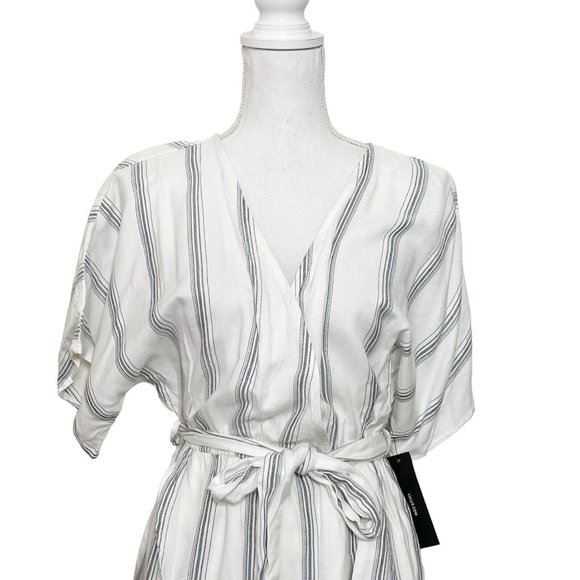 Lulus Climb Aboard Grey and White Striped Romper Women’s Size Small - Picture 4 of 13